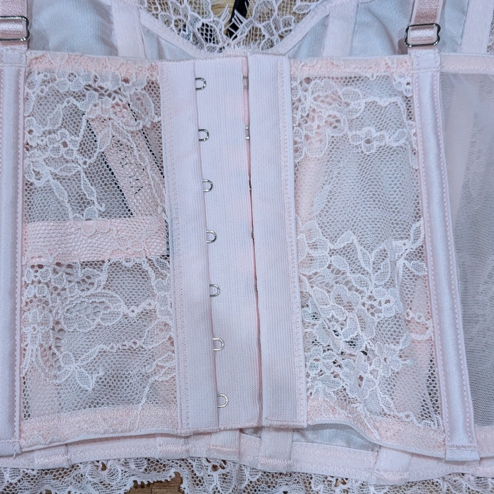 NWT Victorias Secret Dream Angels Lace Up Corset Bralette Pink Small Coquette - Picture 4 of 9